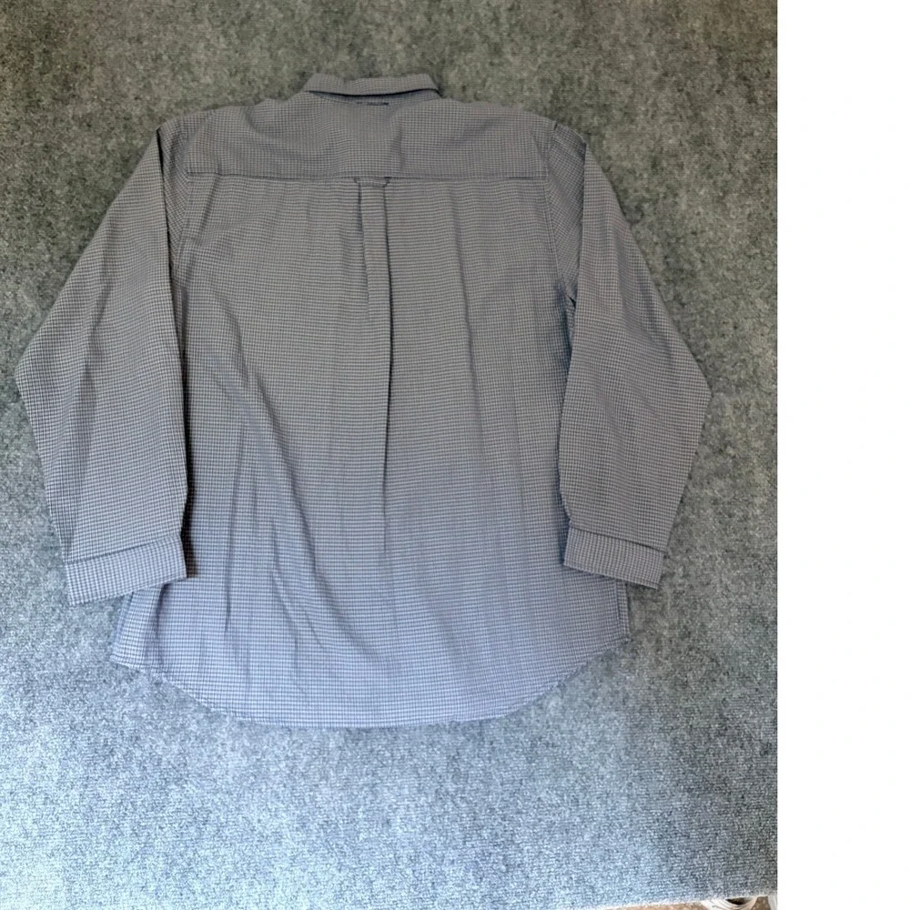 The North Face Mens XL Blue Micro Check Button Down Shirt Long Sleeve ModalBlend